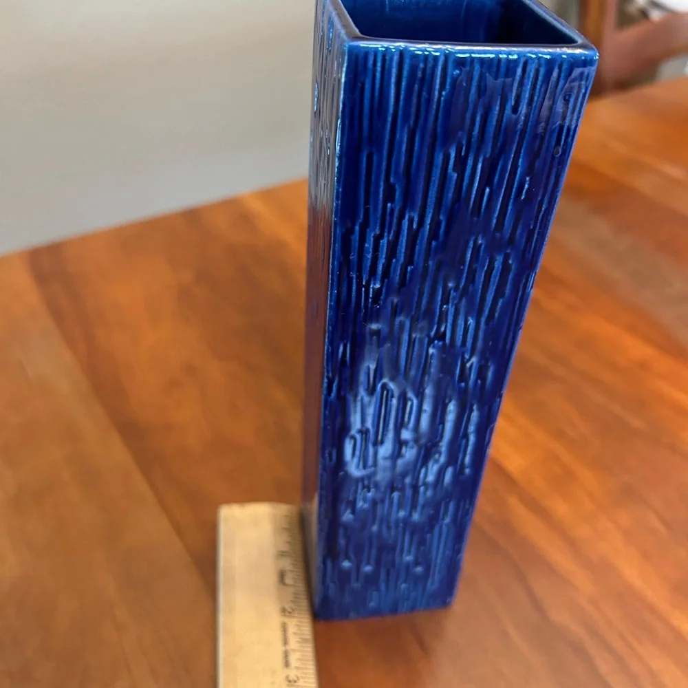 MCM Rossler Porzellan Switzerland Brutalist Cobalt Blue Textured Vase 1960’s